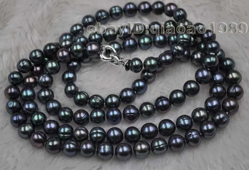 45 inch 10mm black cultured fresh water pearl necklace AA1012 A1012 30% off | Украшения и аксессуары