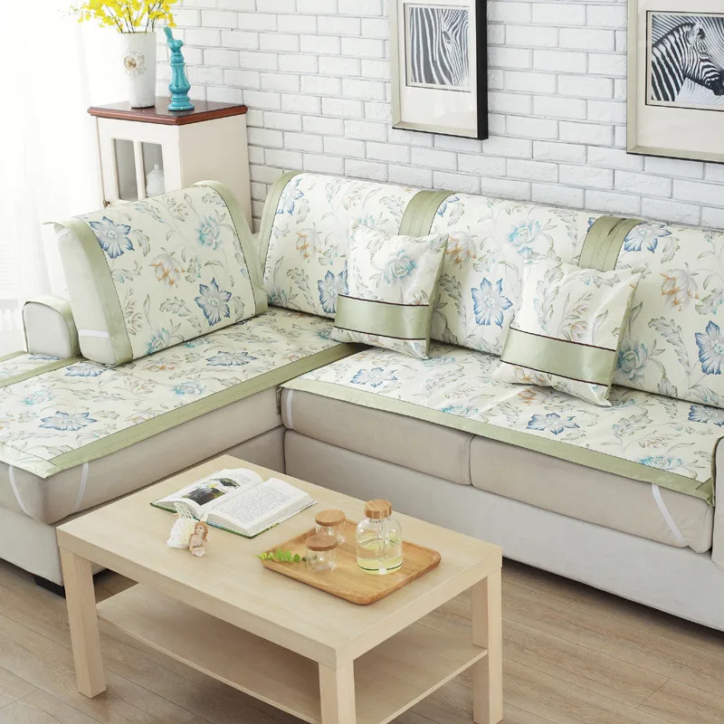 

Summer Viscose Fibre Cooling Sofa Cover Printing Heat Insulation Breathable Sofa Towel Home Decoration 1pcs
