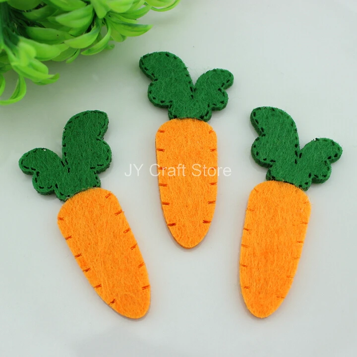 

100pcs/lot Large Kawaii Orange Non-Woven Fabric Green leaf Carrot (2.75") Appliques Felt Patches for Festival Decor FZ0127