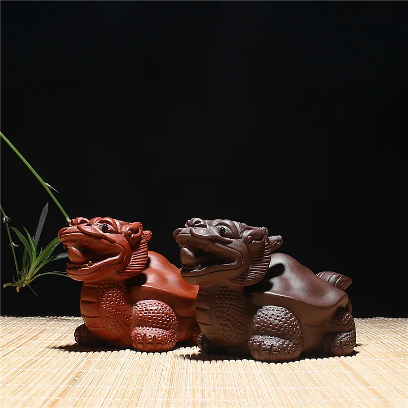 

Authentic Yixing purple clay tea pet ornaments pure handicraft turtle dragon sculpture tea tray accessories gift custom