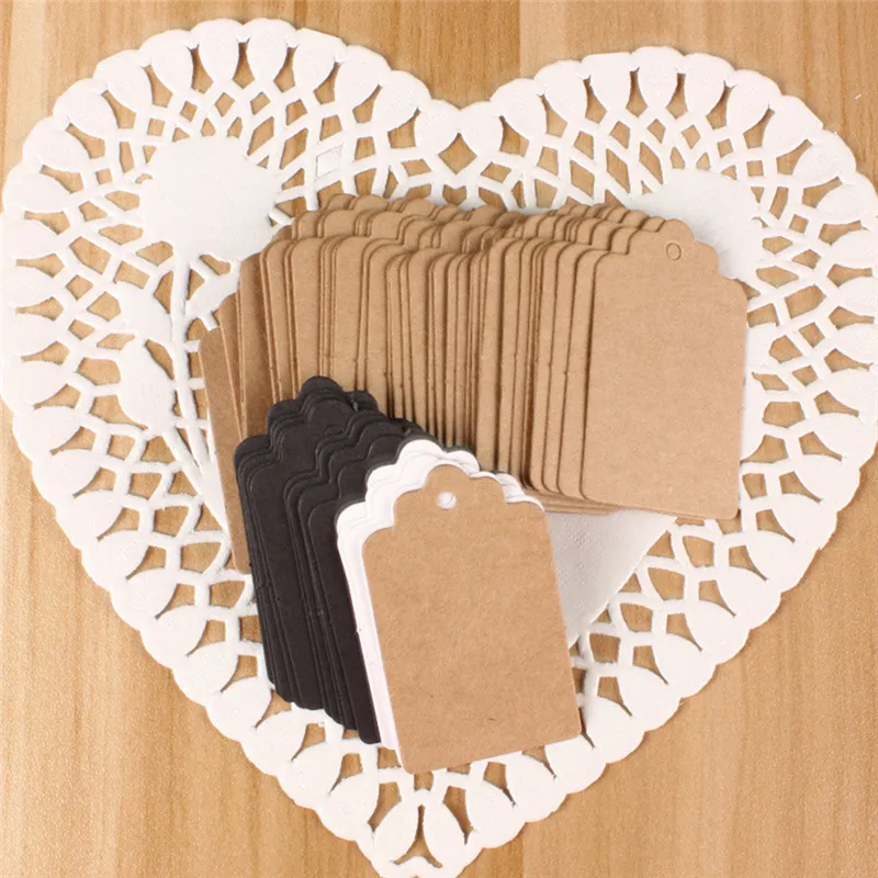 

100 Pieces/Lot 2*4cm Paper Gift Tags Card White Scallop Festival Party Birthday Wedding Decoration Blank Mini Luggage LabelP1