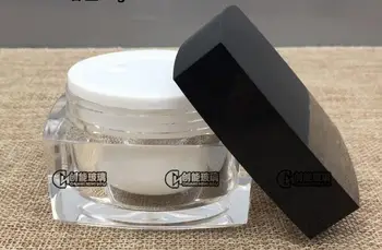 

500pcs/lot 5G Square Acrylic Cream Jar with Black Cap, 5g Cosmetic Container. 5ml Acrylic Jar