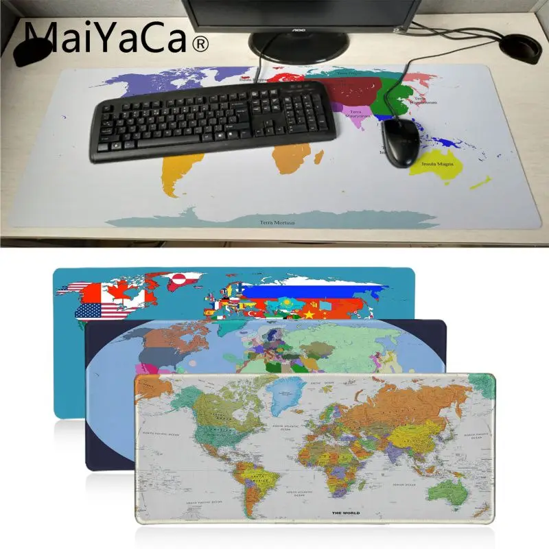 

MaiYaCa The World Map gamer play mats Mousepad Anime Cartoon Print Large Size Game Mouse Pad for Dota2 CS Game Player