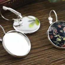 20 мм 10 шт яркие посеребренные французские серьги с рычагом, пустые/Базовые, подходят 20 мм Стеклянные Кабошоны, пуговицы; серьги(L5-13