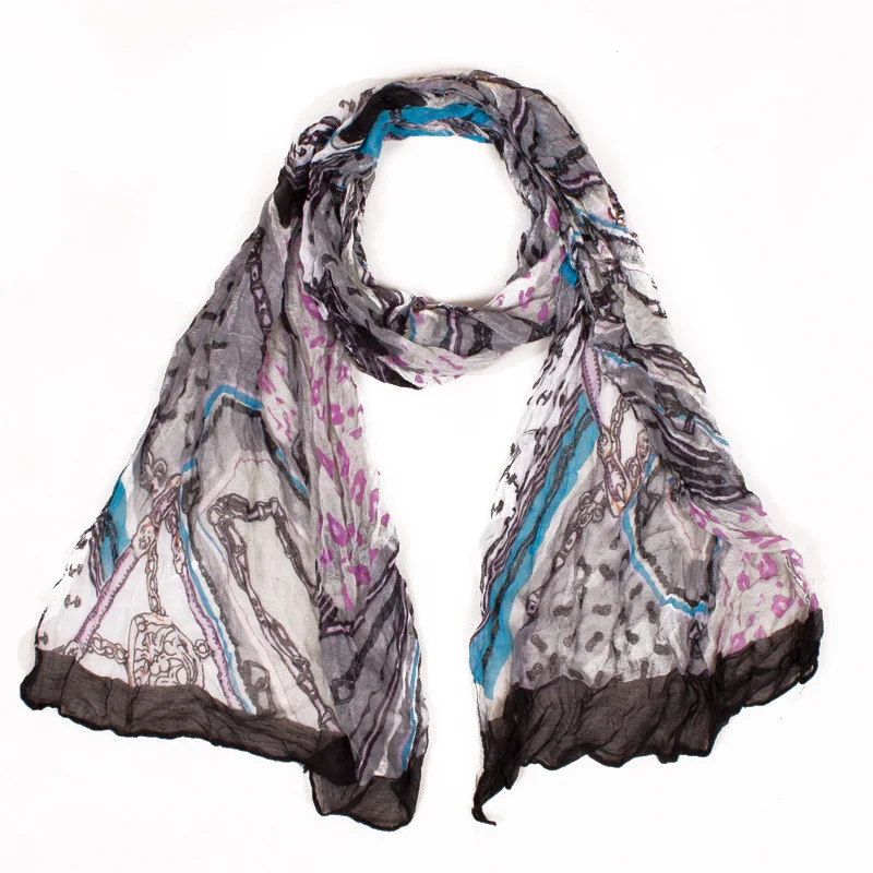 New Fashion Long Striped Print Soft Polyester Women Scarf Lightweight