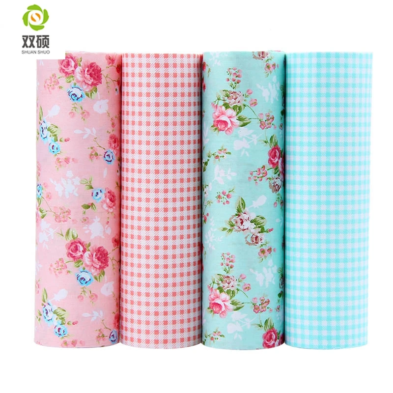 

Shuanshuo Patchwork Cotton Fabric Fat Quaters Tilda Cloth Quilting Patchwork Fabrics For Sewing Doll Cloth 4pcs/lots 40*50CM