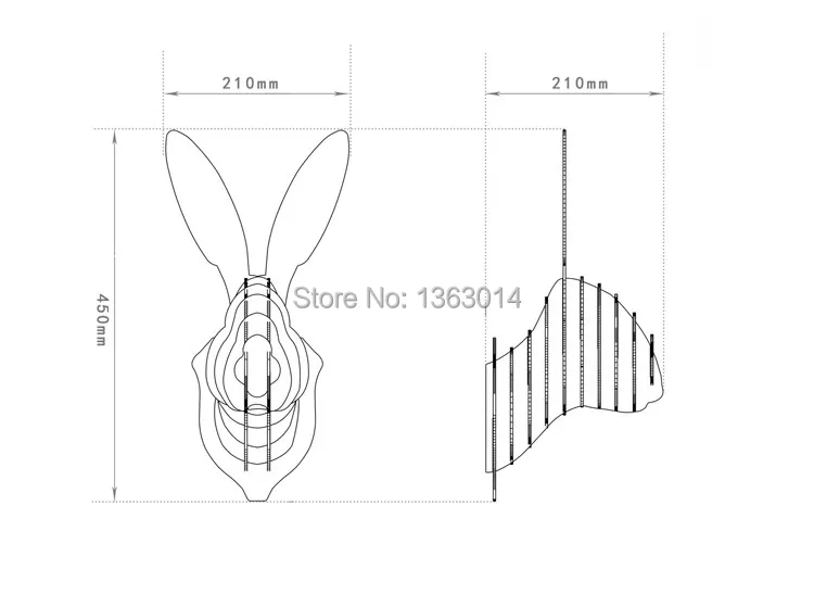 Милый кролик Дерево голова животного МДФ дерево декор стены самостоятельной сборки головоломки
