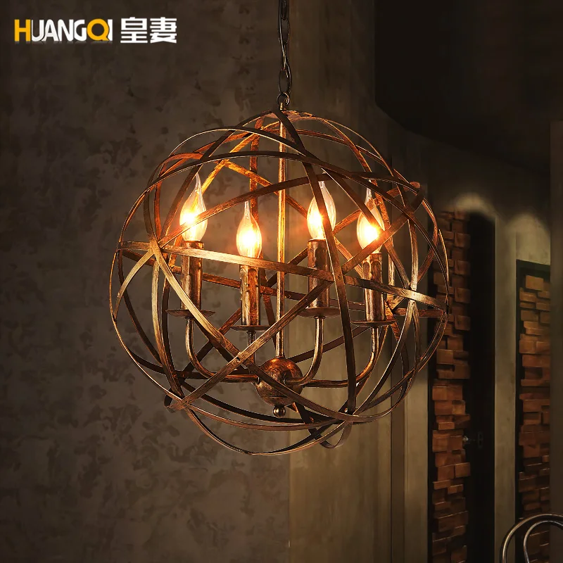 Американский Лофт ретро промышленный железный шар подвесной светильник кофейня
