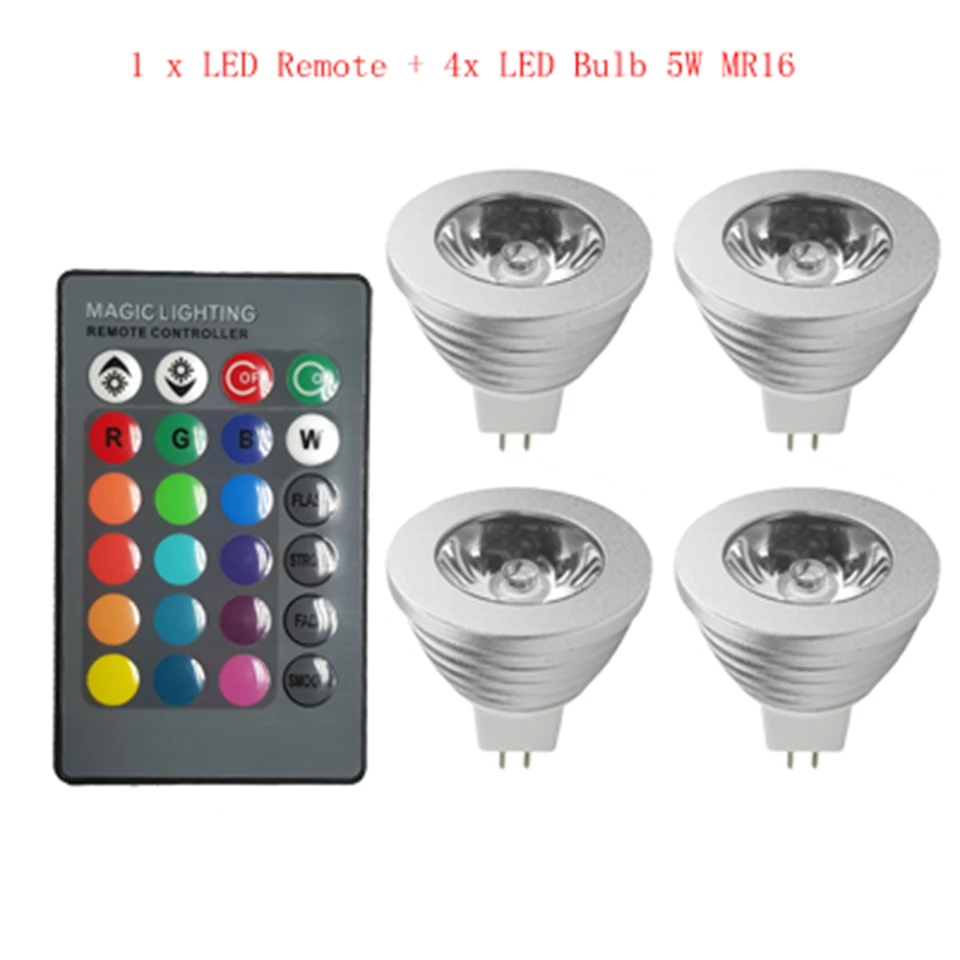 GU10 Светодиодный светильник E27 E14 110V 220V RGB прожектор лампада MR16 12V Светодиодный свет Рождество Bombillas с 24 клавишами дистанционного управления 16 цветов