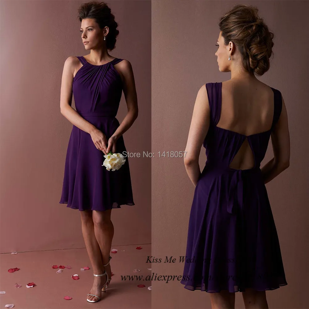 Maid of Honor Dresses Purple Short