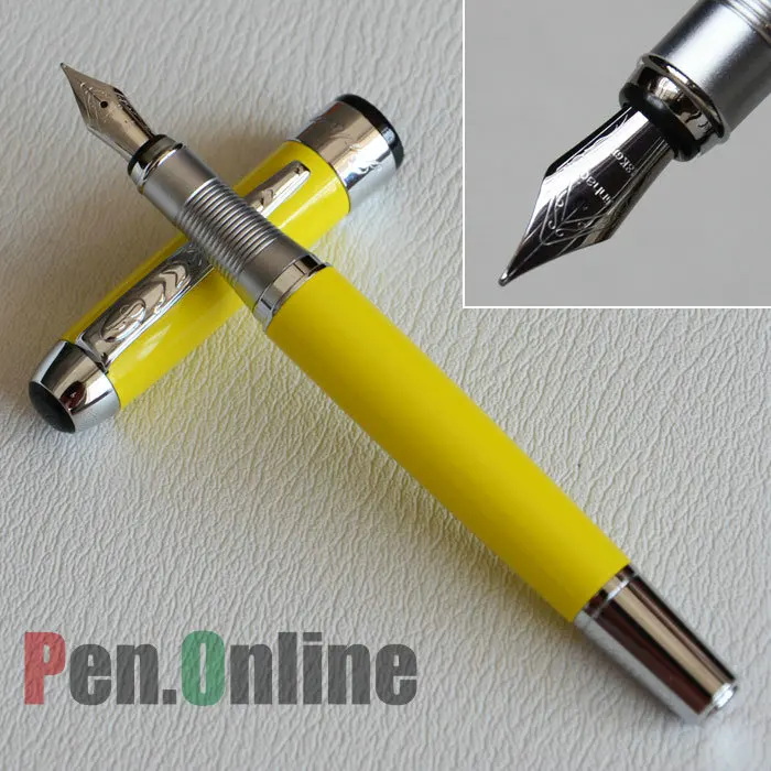 Перьевая ручка Jinhao 250 желтый 18KGP со средним наконечником и серебристой отделкой