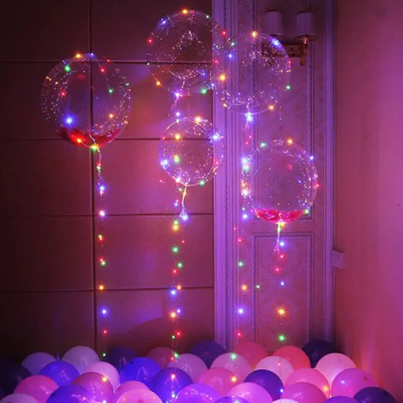 

New 1psc18-inch transparent Bobo birthday party decoration wedding layout LED lantern glow line balloons toy balloon