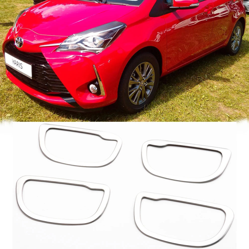JY 4pcs SUS304 Stainless Steel Interior Inner Handle Trims Car Styling Cover for Toyota Vitz Yaris Hatchback Facelift car door corner cover