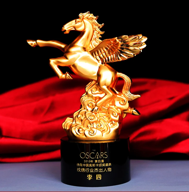 

2019 Customize Custom Business propitious ART-Home company efficacious Mascot fortune HORSE FENG SHUI gilding statue Trophy