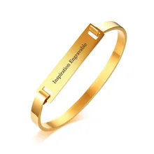 Женская идентификационная бирка с шарнирным браслетом-манжетами из нержавеющей стали