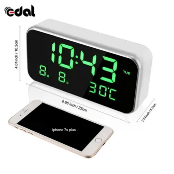 

Radio Alarm Clock Mini Fashion Home Clock LED Mirror Light Date Work Remind 25 Famous World Music new