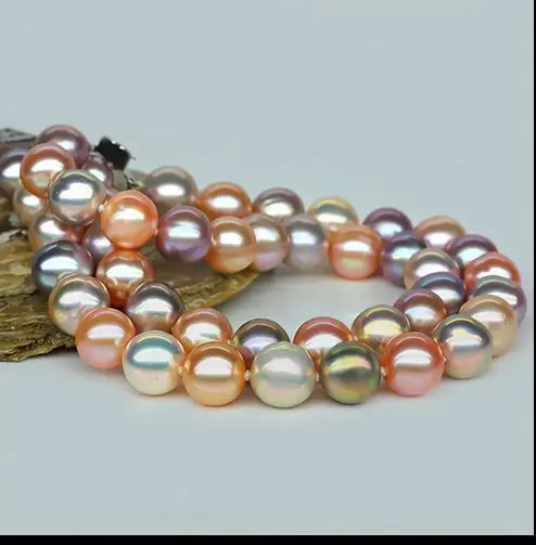 

double strands 9-10mm south sea white pink purple pearl bracelet 7.5"-8