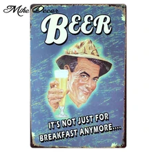 [Mike86] пива, а не только для завтрака больше металлическое олово металлический знак плакаты с рисунками табличка декоративные AA-298 заказ смешивания 20*30 см