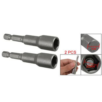 

2Pcs 1/4 Shank Magnetic 10mm Socket Wrench Hex Nut Driver Bit