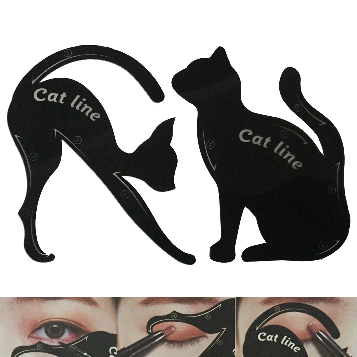 

1 Pairs Cat Line Eyeliner Makeup Stencil Eyebrow Template Model Eyebrow Guide Makeup Tool Smokey Eye Makeup Eyeliner Models Card