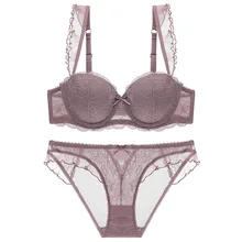 Новое сексуальное женское нижнее белье с кружевами и чашечками 1/2, комплект нижнего белья с бюстгальтером, комплект нижнего белья Пуш Ап