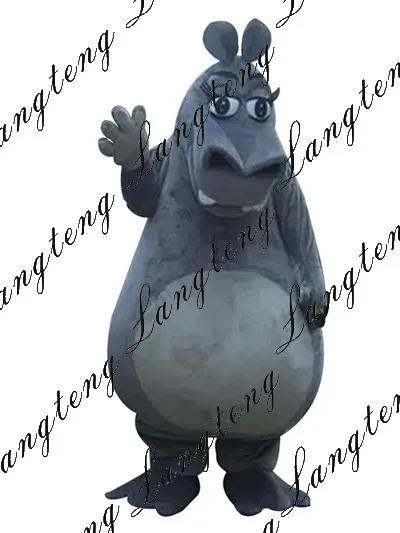 New Big Hippo Christmas Mascot Costumes Real Picture For Adults Halloween Outfit Fancy Dress Suit Free Shipping