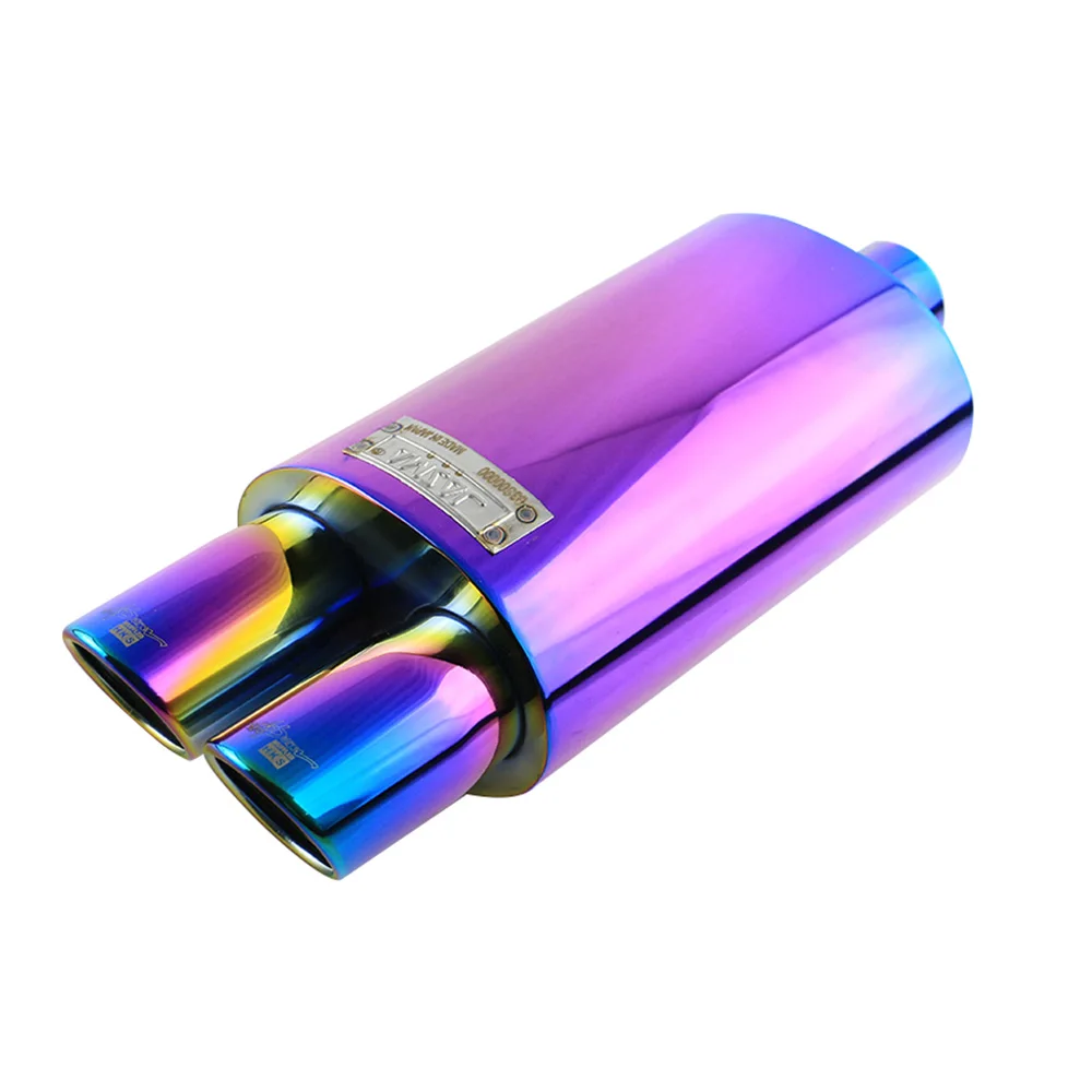 

Free Ship Universal 1PCS Stainless Steel Sport Car Muffler 2.5'' In Purple Turbo Sound Exhaust Tip Twin Out 5KG High Quality