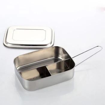 

Large capacity Lunch Box square 3 compartments Stainless Steel Food Container Adults lunch box picnic box