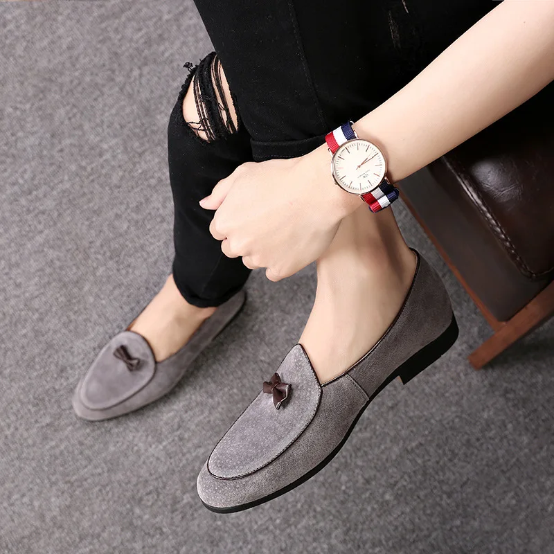

Fashion men's shoes personality butterfly fringed leather beans shoes