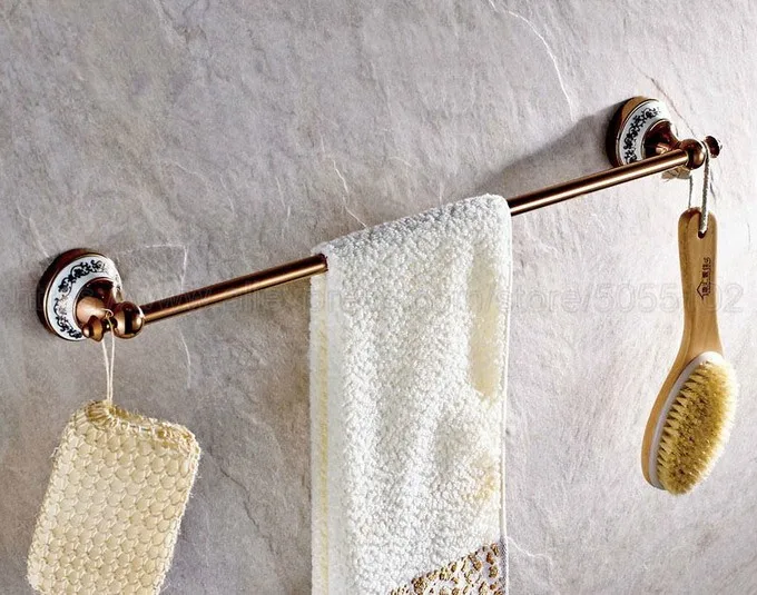 Rose Gold Brass Towel Bars Golden Brass Towel Rail Single Towel Bar Bathroom Towel Holder Bathroom Accessories zba381