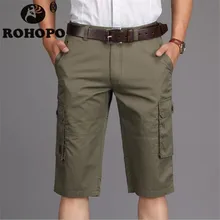 Gray Cotton Male Straight Shorts Safari style Men Field Work Out Casual Pockets Trousers Resist Wear Military Shorts