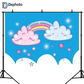 

DePhoto photography background blue sky cloud rainbow new born baby birthday party theme backdrop professional photo studio