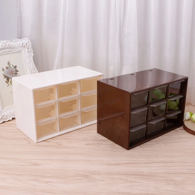 

9 Drawer Plastic Storage Cabinet Desktop Makeup Bin Box Jewellery Organizer Drawer Makeup Storage Cabinet Organizer