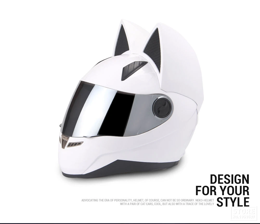 NITRINOS черный мотоциклетный шлем для женщин Capacete Moto рога для шлема шлем в виде кошачьей головы полное лицо шлем Moto Casco гоночный мотоциклетный шлем