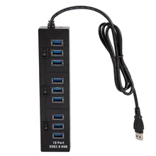 Питание USB 2,0 концентратор данных с 10 USB2.0 порт супер скорость смарт-порт зарядки 3 отдельные переключатели включения/выключения USB сплиттер# LR4