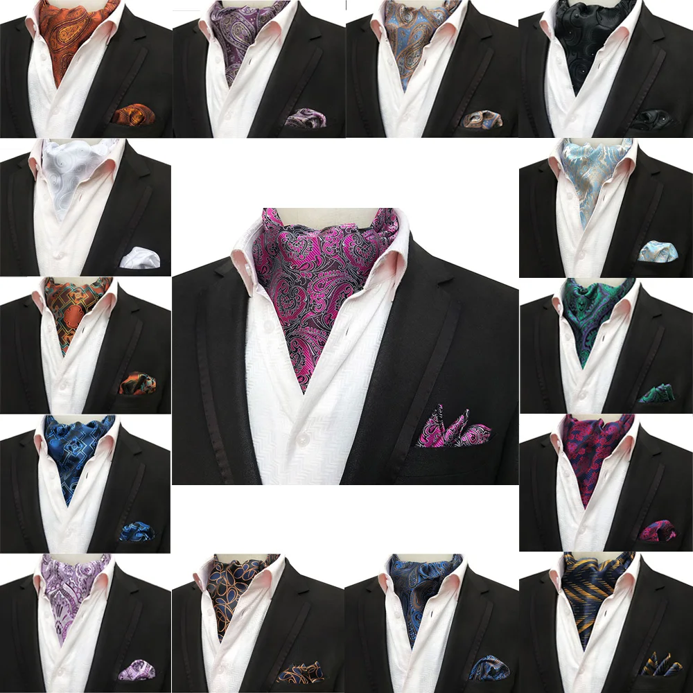 

Mens Business Paisley Floral Ascot Cravat Tie Handkerchief Pocket Square Set BWTHZ0330