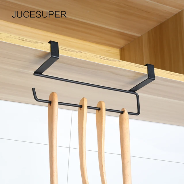 Best Price JUCESUPER Modern Lower Hanger Paper Towel Rack Wardrobe Kitchen Cabinet Storage Rack Office Desk Hanging Rack Towel Hanger