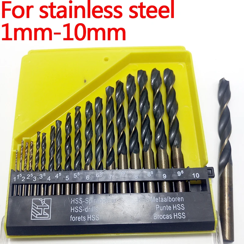 19Pcs From 1mm 10mm Metalworking HSS Twist Metal Drill Bit Set For