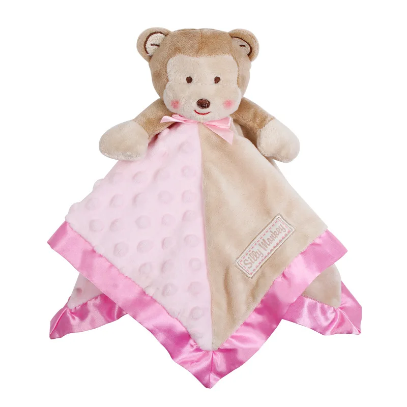 

1pc plush rattles multi-function saliva towel lovely monkey newborn soft sleep comforter reassure towel baby infant toy