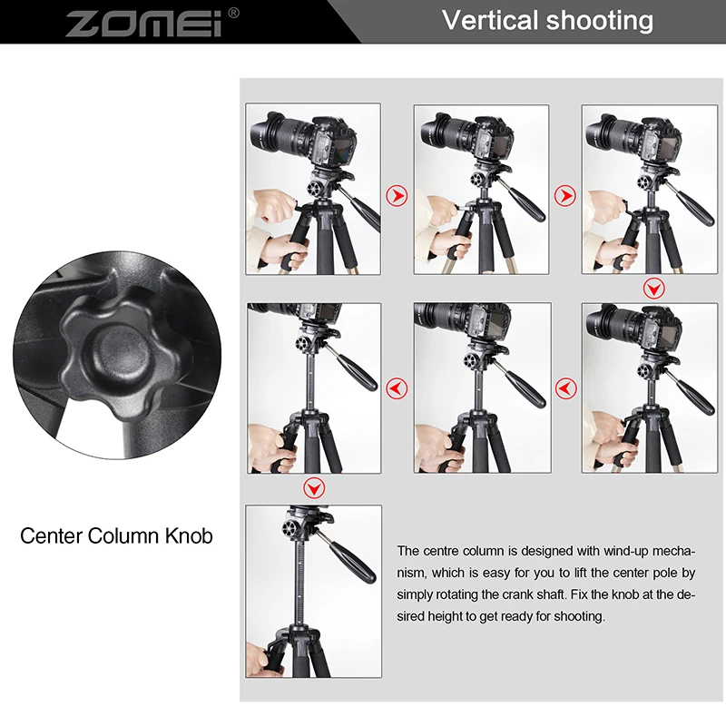 Профессиональный штатив ZOMEI Q111, Портативная Алюминиевая Подставка для путешествий, легкий штатив для цифровой камеры SLR DSLR