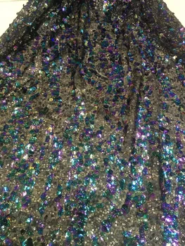 

100% Ployester African net Lace Fabric Beautiful Z-han32618-1 sequins Embroidered lace fabric