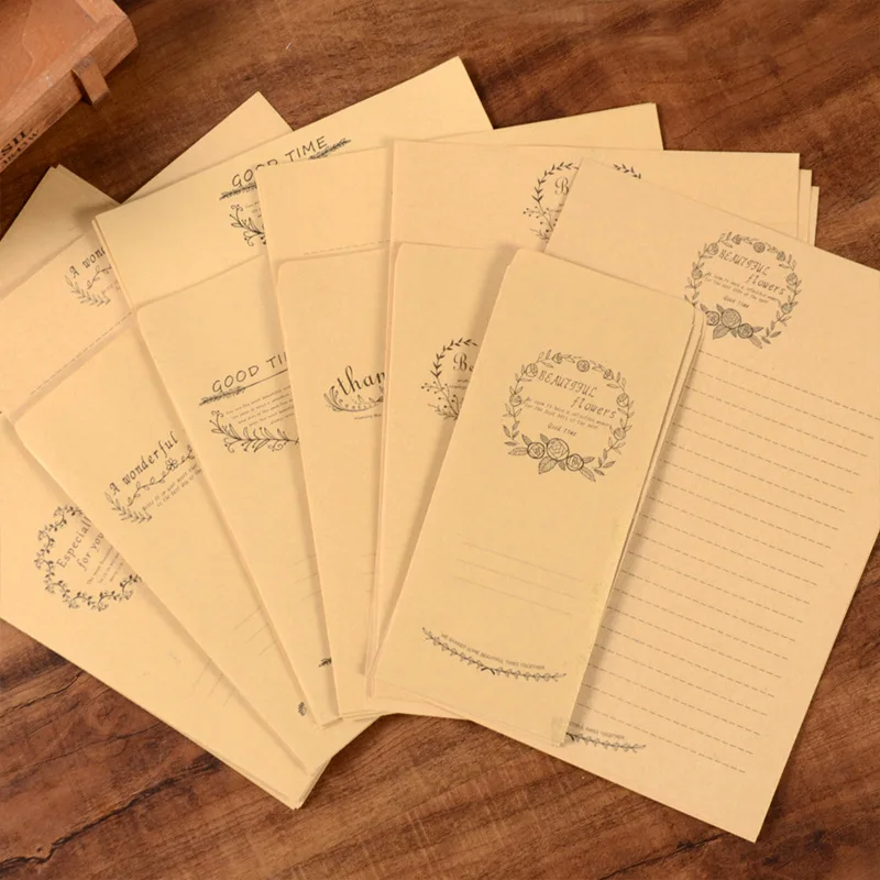 

Simple Literature Small Fresh European Style Kraft Paper 6 letter paper + 3 envelopes Temperament Romance Love Letter