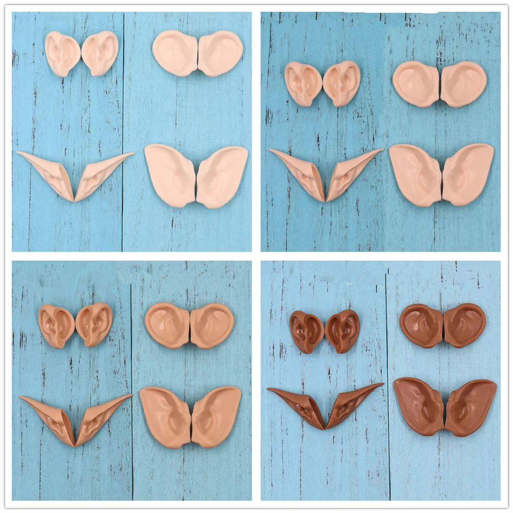 

Blyth icy dolll 1/6 Elf Human Plastic Ear white natural tan dark super dark skin four pair for 30cm doll DIY accessories Gift