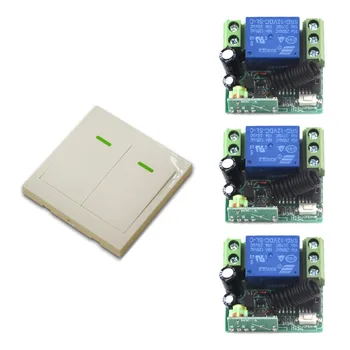 

Factory Price Auto Door Opener DC 12V Wireless Remote Control Switch System 1 Transmitter & 3 Receiver Mini Size 315/433MHZ