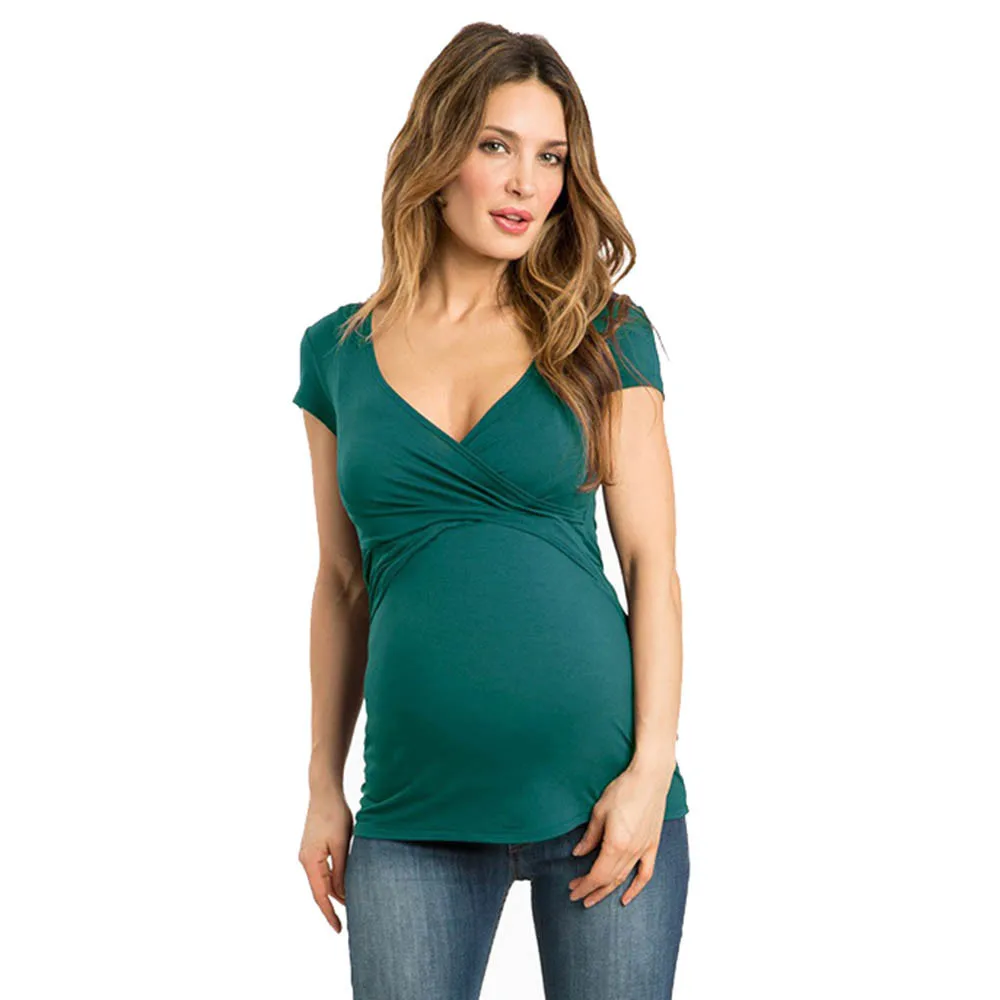 

Women Pregnant Blouse Nursing Baby For Maternity Solid Multifunctional T-Shirt Pregnancy Shirts Ropa Maternal De Moda