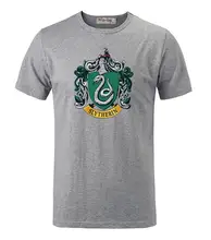 Harry Potter Hogwarts Slytherin Schule Gedruckt Kurzen Ärmeln T-Shirt männer Jungen Graphic Tee Tops T shirt Grau Weiß