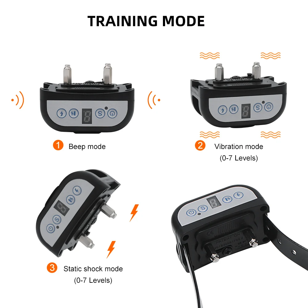 Электрический ошейник для дрессировки собак водонепроницаемый перезаряжаемый анти-лай ошейник 7 чувствительный дистанционный ударный Анти лай ошейник для собак домашних животных