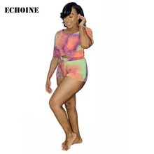Tie Dye 2 Piece Set Crop Top and Shorts Summer Wrap Short Sleeve Slim Bodycon Print Shorts Set Tracksuit Club Outfit Sport Wear Tie Dye 2 Piece Set Crop Top and Shorts Summer Wrap Short Sleeve Slim Bodycon Print Shorts Set Tracksuit Club Outfit Sport Wear