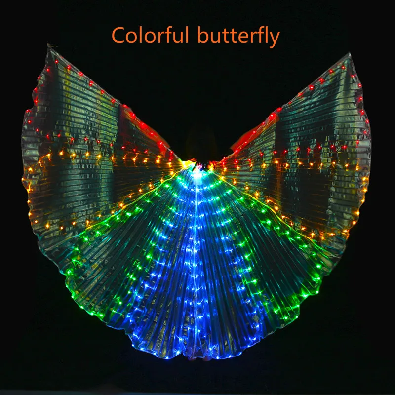 Ruoru Led Isis крылья с регулируемыми палочками аксессуары для танца живота реквизит для сцены блестящие Светодиодные Крылья открываются на 360 градусов - Цвет: colorful butterfly
