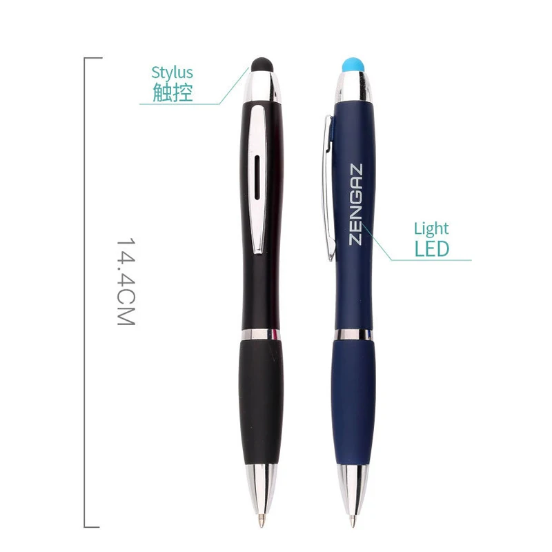 Advertising led pen light gifts to customers Logo Custom Ballpoint Light Box Pen Company Stylus touchscreen Pen Creative gift